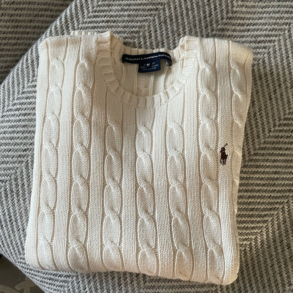 Brand New Polo Ralph Lauren Cable-Knit Cotton Crewneck Sweater